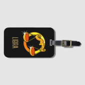 Étiquette À Bagage Brown et or Libra signe zodiaque noir (Devant Horizontal)