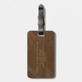 Étiquette À Bagage Brown Faux Cercles en cuir or Monogramme (Dos Vertical)