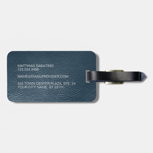 Étiquette À Bagage Brown foncé Bleu Turquoise Classé Simple Motif Pla (Dos horizontal)