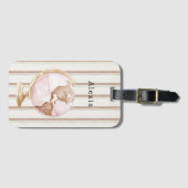 Étiquette À Bagage Brown Stripes Globe World (Devant Horizontal)