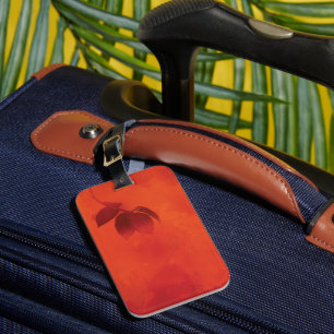 Étiquette À Bagage Brûlé Orange Persimmon Feuilles Abtract Automne