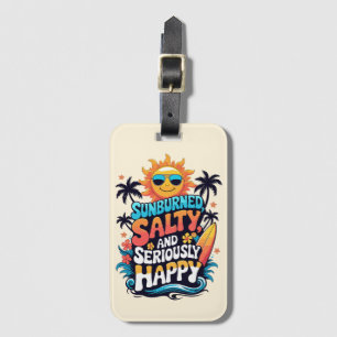 Étiquette À Bagage Brûlé Salé et Heureux – Vibes Rétro de Plage
