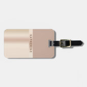 Étiquette À Bagage Brun rose élégant et élégant d'or (Devant horizontal)