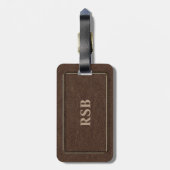 Étiquette À Bagage Brun simili cuir avec le cadre d'or (Dos Vertical)