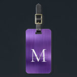 Étiquette À Bagage Brun violet foncé en métal brossé Monogramme Glam<br><div class="desc">Tag de sac mou Monogramme en métal brossé foncé moderne</div>