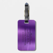 Étiquette À Bagage Brun violet foncé en métal brossé Monogramme Glam (Dos Vertical)
