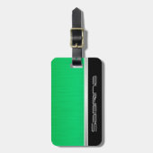 Étiquette À Bagage Brush vert néon brillant Acier et Argent (Devant Vertical)