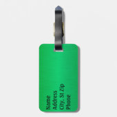 Étiquette À Bagage Brush vert néon brillant Acier et Argent (Dos Vertical)