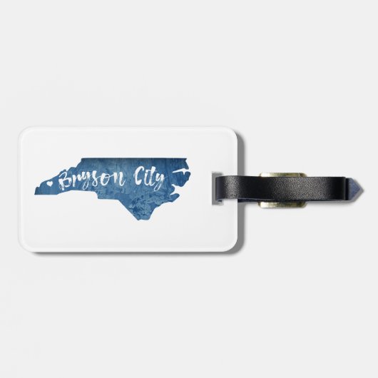 Étiquette À Bagage Bryson City Caroline du Nord Grain de bois (Dos horizontal)