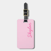 Étiquette À Bagage Bubblegum rose et rose chaud Nom personnalisé Mono (Devant Vertical)