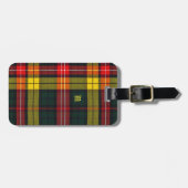 Étiquette À Bagage Buchanan Clan Plaid Scottish Pattern Monogram (Devant horizontal)