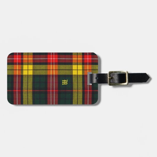 Étiquette À Bagage Buchanan Clan Plaid Scottish Pattern Monogram (Devant horizontal)