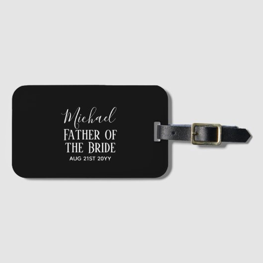 Étiquette À Bagage BUDGET Bestman Groomsmen Cadeaux Noir Blanc (Devant Horizontal)