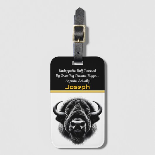 Étiquette À Bagage Buffalo Head : Force et beauté (Devant Vertical)