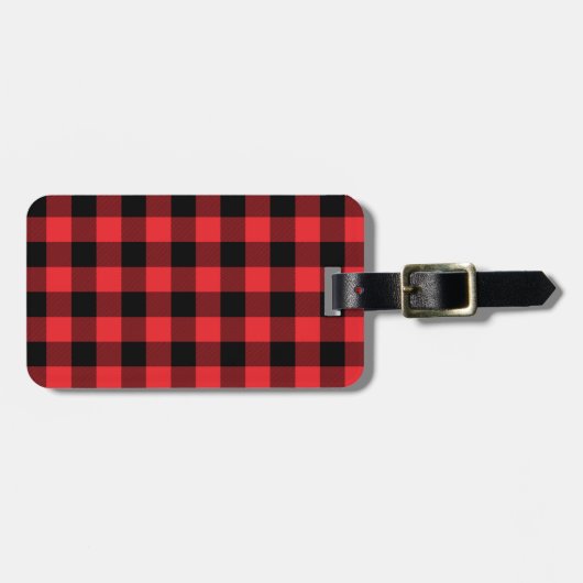 Étiquette À Bagage Buffalo Plaid Red Black Check (Devant horizontal)