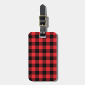 Étiquette À Bagage Buffalo Plaid Red Black Check (Devant Vertical)