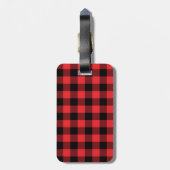 Étiquette À Bagage Buffalo Plaid Red Black Check (Dos Vertical)