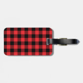 Étiquette À Bagage Buffalo Plaid Red Black Check (Dos horizontal)