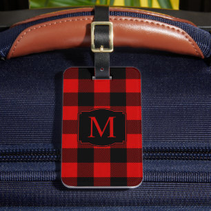Étiquette À Bagage Buffalo rouge plaqué avec Monogramme personnalisé