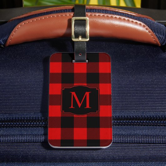 Étiquette À Bagage Buffalo rouge plaqué avec Monogramme personnalisé (Insitu Rectoal 2)