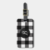 Étiquette À Bagage Buffle noir et blanc plaqué À damiers Carrés (Devant Vertical)