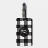 Étiquette À Bagage Buffle noir et blanc plaqué À damiers Carrés (Dos Vertical)