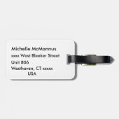 Étiquette À Bagage Buffle noir et rouge posé (Dos horizontal)