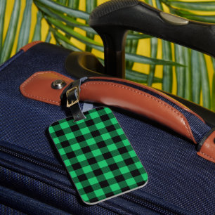 Étiquette À Bagage Buffle vert et noir Chèque En vichy Vacances L