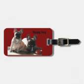 Étiquette À Bagage Buldogen Flo et Fips (Devant horizontal)