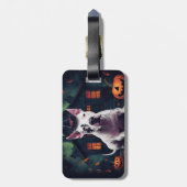 Étiquette À Bagage Bull Terrier Citrouille Halloween effroi (Dos Vertical)