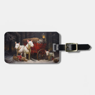 Étiquette À Bagage Bull Terrier enneigé traîneau décoration de Noël