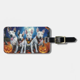 Étiquette À Bagage Bull Terrier Halloween Épouvantable