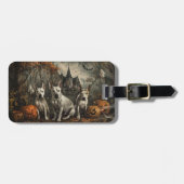 Étiquette À Bagage Bull Terrier Halloween Night Doggy Délice (Devant horizontal)