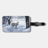 Étiquette À Bagage Bull Terrier Laisser neiger Noël (Dos horizontal)