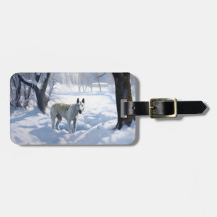 Étiquette À Bagage Bull Terrier Laissez Tomber La Neige Noël