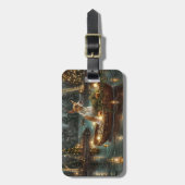 Étiquette À Bagage Bull Terrier Noël Festive Voyage (Devant Vertical)