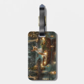 Étiquette À Bagage Bull Terrier Noël Festive Voyage (Dos Vertical)