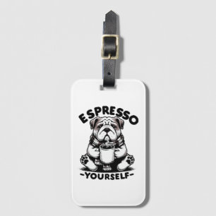 Étiquette À Bagage Bulldog au café chaud espresso