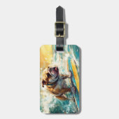 Étiquette À Bagage Bulldog Beach Surf Peinture (Devant Vertical)