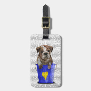 Étiquette À Bagage Bulldog Bucket Of Love Blue