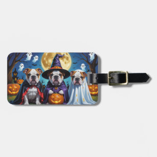 Étiquette À Bagage Bulldogs Citrouille Halloween drôle