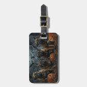 Étiquette À Bagage Bullmastiff Halloween nuit chien délice (Devant Vertical)