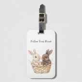 Étiquette À Bagage Bunnies dans un panier (Devant Vertical)