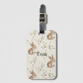 Étiquette À Bagage Bunny Rabbits Daisy Flowers (Devant Vertical)