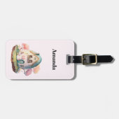 Étiquette À Bagage Bunny Rose & Oeuf Formé Maison Kawaii Style (Devant horizontal)