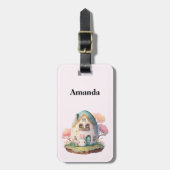 Étiquette À Bagage Bunny Rose & Oeuf Formé Maison Kawaii Style (Devant Vertical)