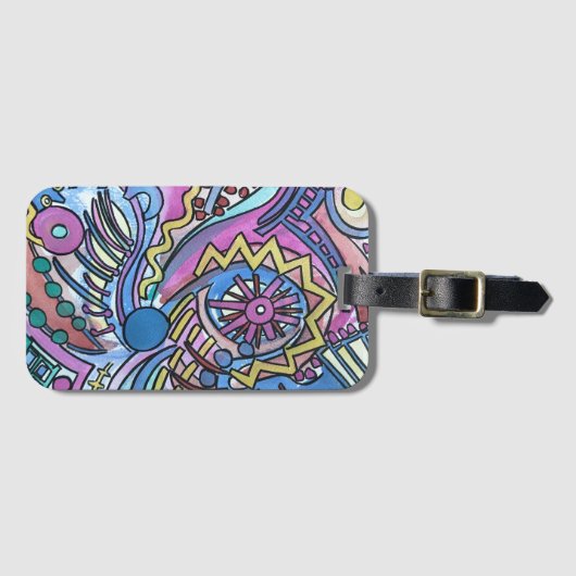 Étiquette À Bagage Buon Giorno-Hand Painted Abstract (Devant Horizontal)