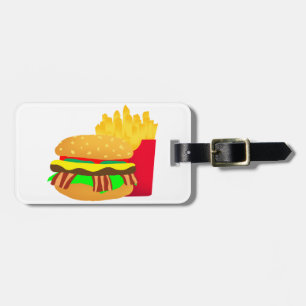 Étiquette À Bagage Burger et frites