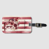 Étiquette À Bagage Burgundy Crème Bottes Florales Stripes (Devant Horizontal)