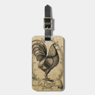 Étiquette À Bagage Burlap vintage de poulet